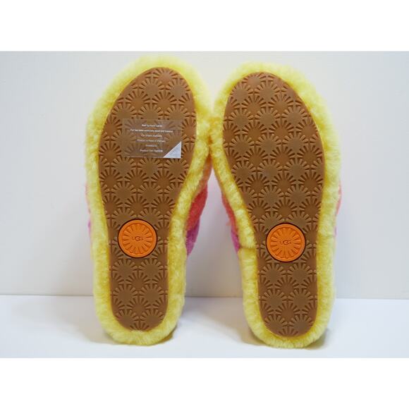 NEW UGG FLUFF YEAH SLIDES SLIPPERS SHEEPSKIN RAINBOW 1097169 WOMANS SIZE - 5 - Picture 4 of 6
